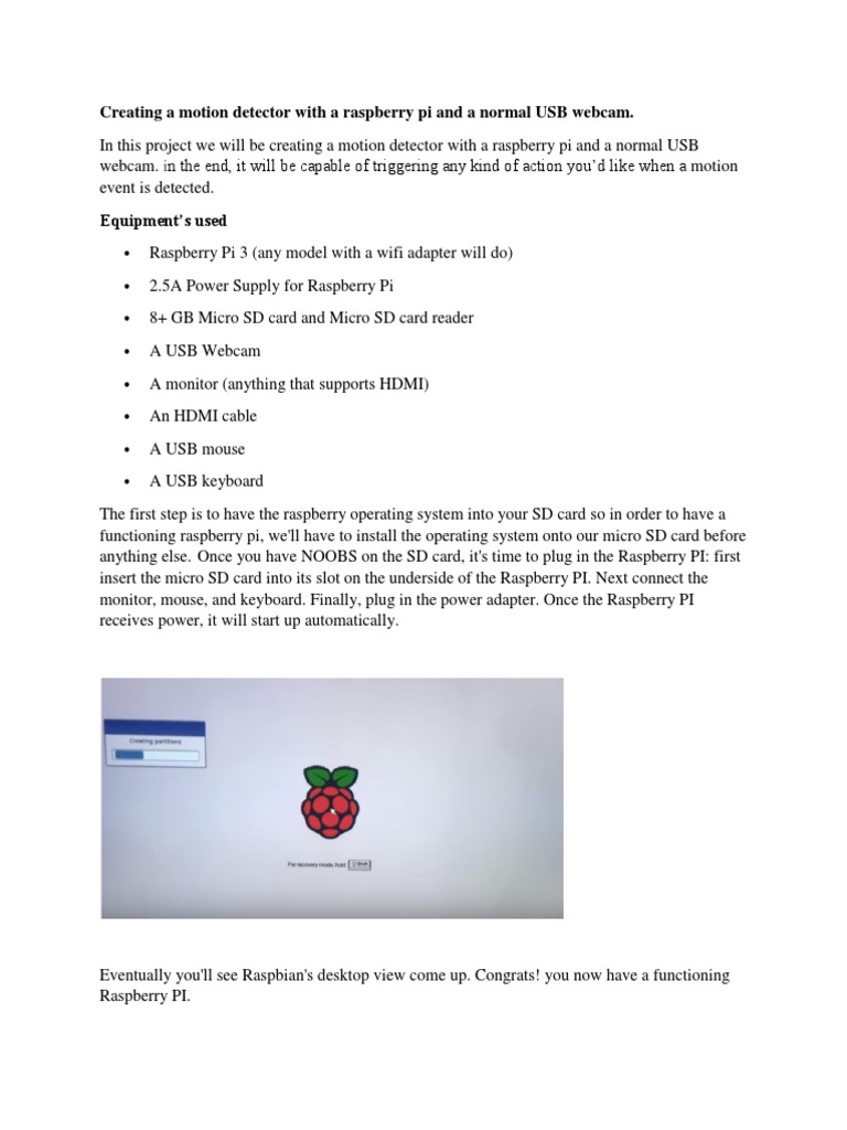 Raspberry Pi Motion Detector Setup | PDF | Raspberry Pi | Digital ...
