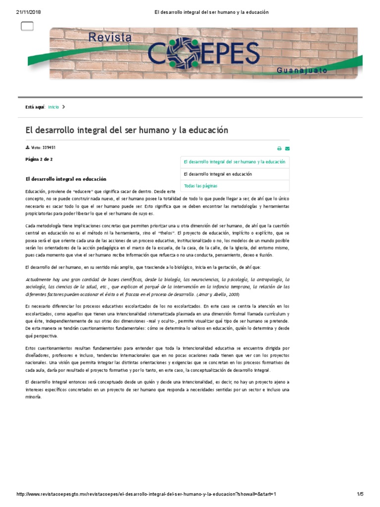 Desarrollo Integral del Ser Humano | PDF | Homo Sapiens | Cerebro