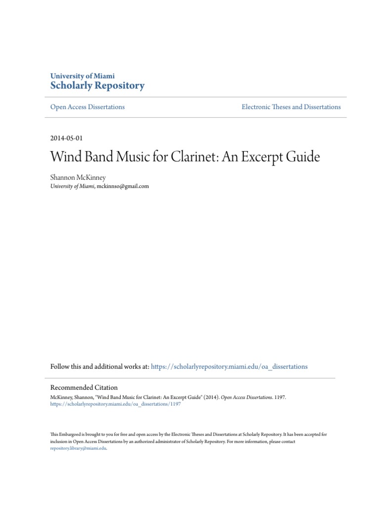 Wind Band Music For An Excerpt Guide PDF Orchestras Performing Arts