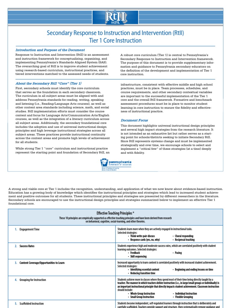 Sec Rtii Tier1 | PDF | Curriculum | Educational Psychology