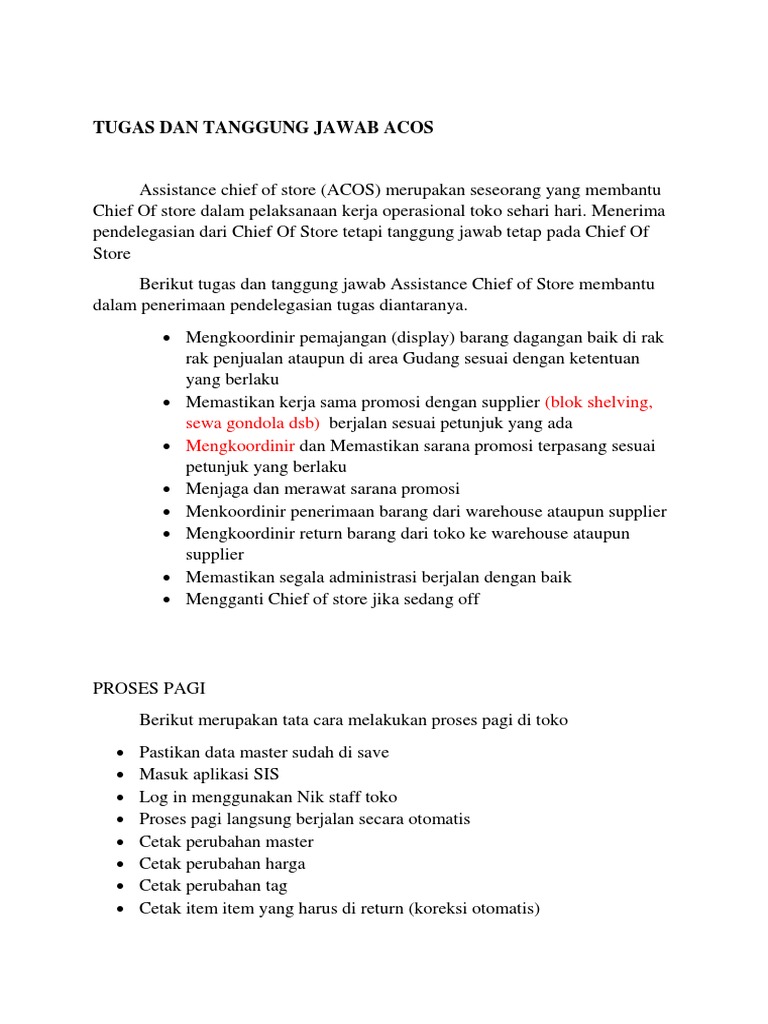 Tugas Dan Tanggung Jawab Acos Pdf