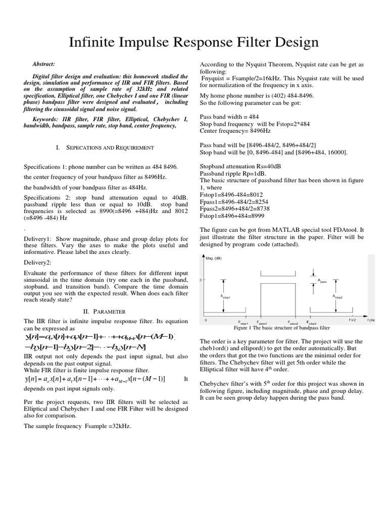 Infinite Impulse Response Filter Design PDF Filter (Signal