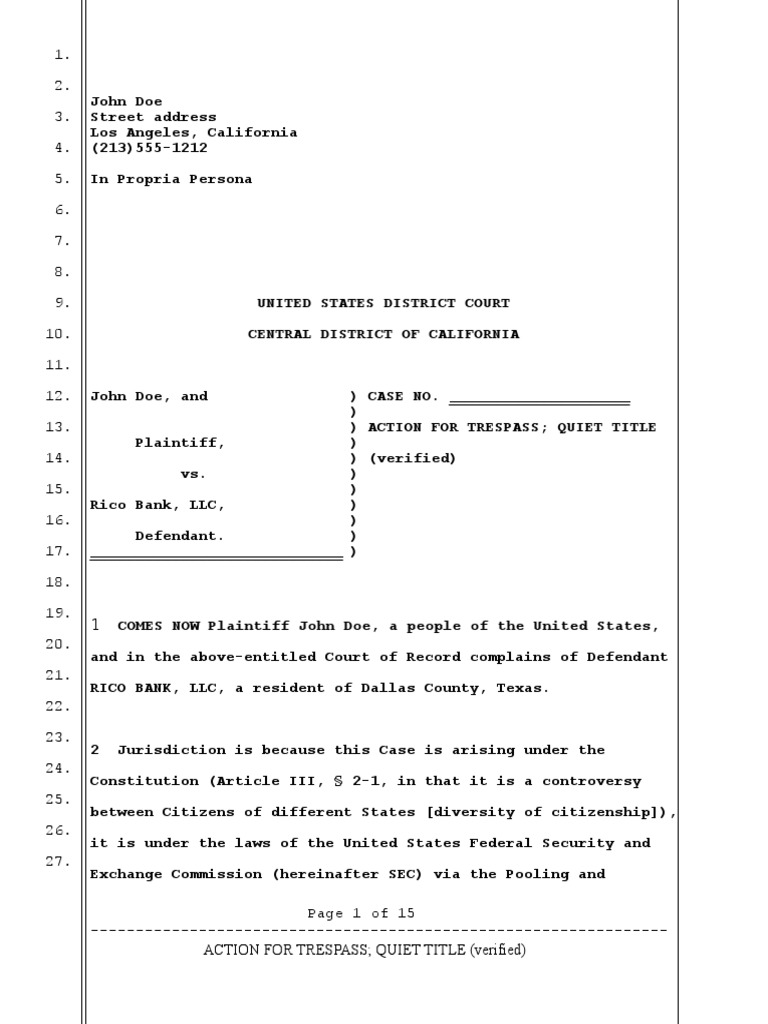 Action Trespass Quiet Title | PDF | Foreclosure | Security Interest
