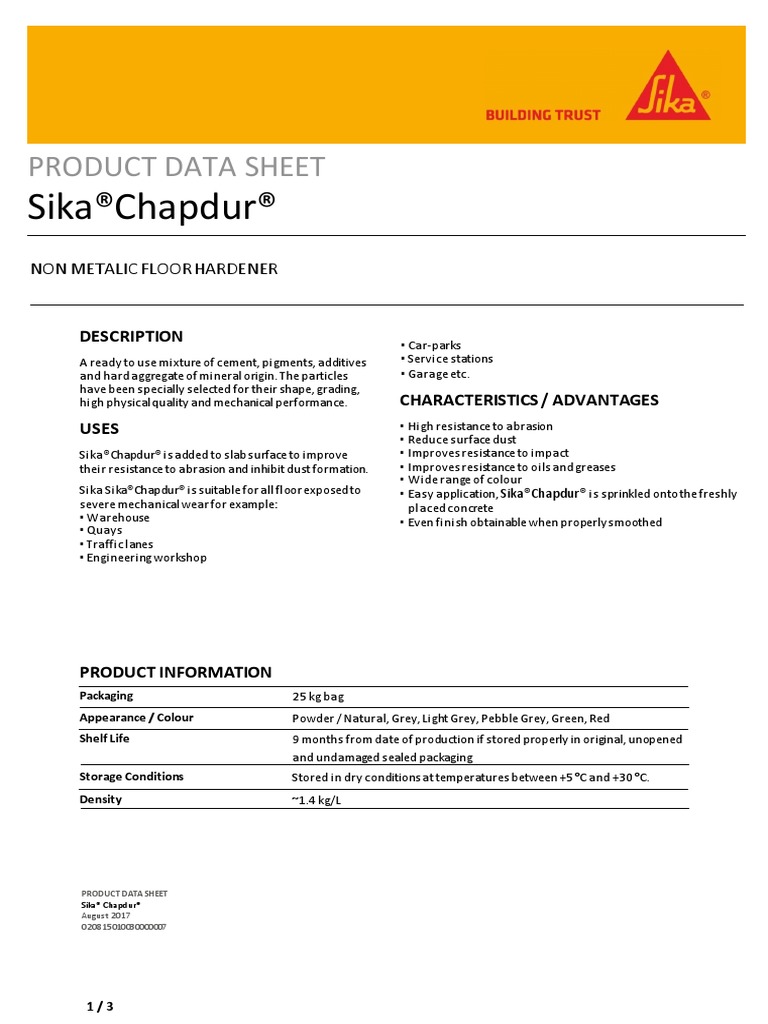 PDS Sika Chapdur | PDF | Concrete | Materials