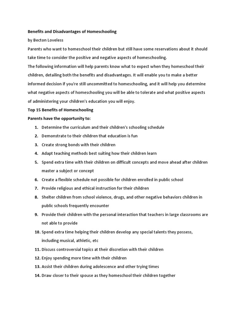BENEFITS AND DISADVANTAGES OF HOMESCHOOLING A GUIDE FOR PARENTS FOR 2025 intelligence overview