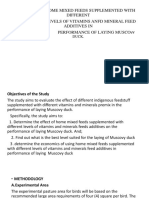 Effect of Home Mixed Feeds Supplemented With Different Levels of Vitamins Anfd Mineral Feed Additives in Performance of Laying Musco