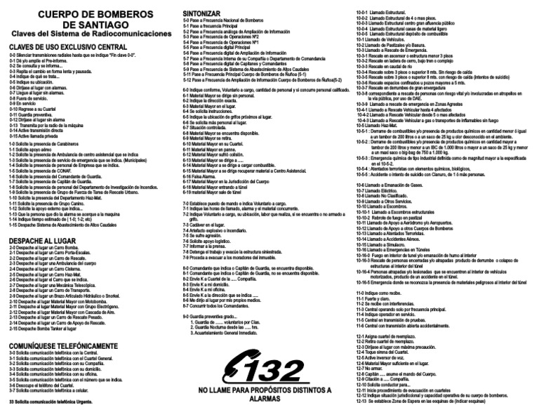 Claves Radiales Bomberos de Santiago PDF PDF Servicios públicos