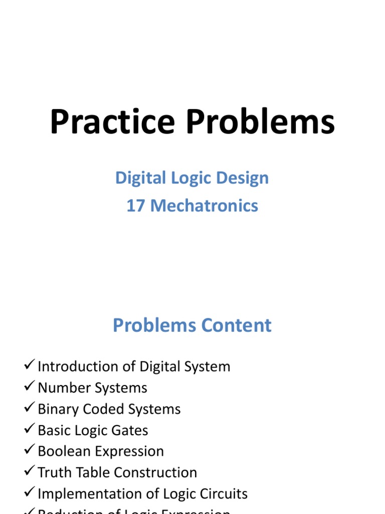 Digital Logic Design Practice Problems | PDF | Bit | Binary Coded Decimal
