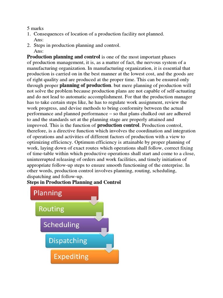 Production Planning and Control Steps | PDF | Inventory | Employment