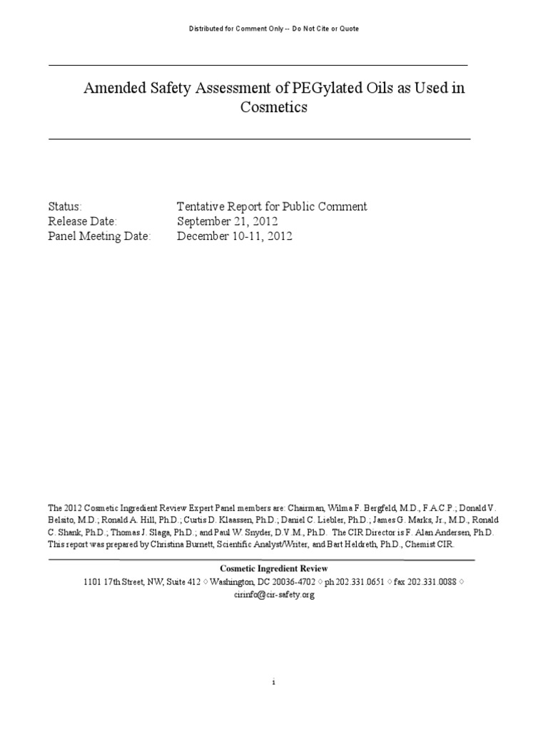 Olive Oil PEG7 Esters PDF Polyethylene Glycol Particulates