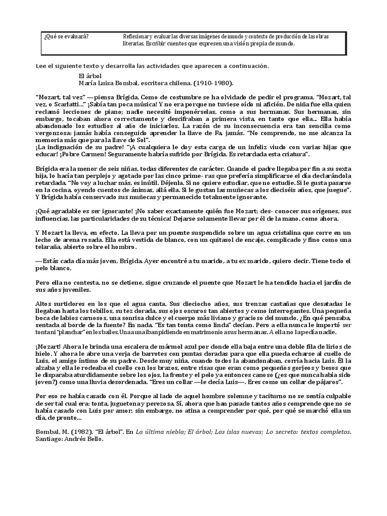 El Arbol Maria Luisa Bombal PDF Wolfgang Amadeus Mozart Ocio