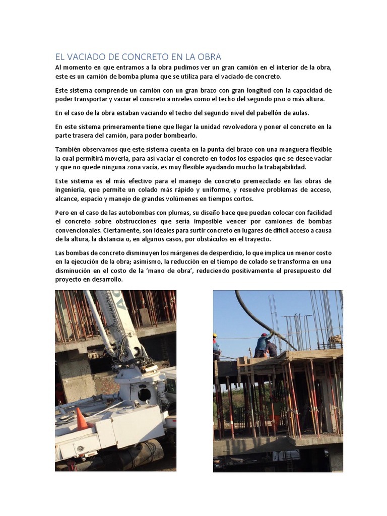 Vaciado de Concreto en Techo Efectivo | PDF | Hormigón | Aluminio