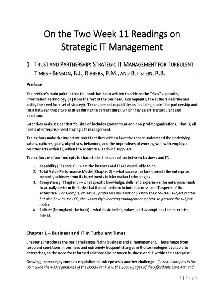 Strategic IT Management | PDF | Chief Information Officer | Business