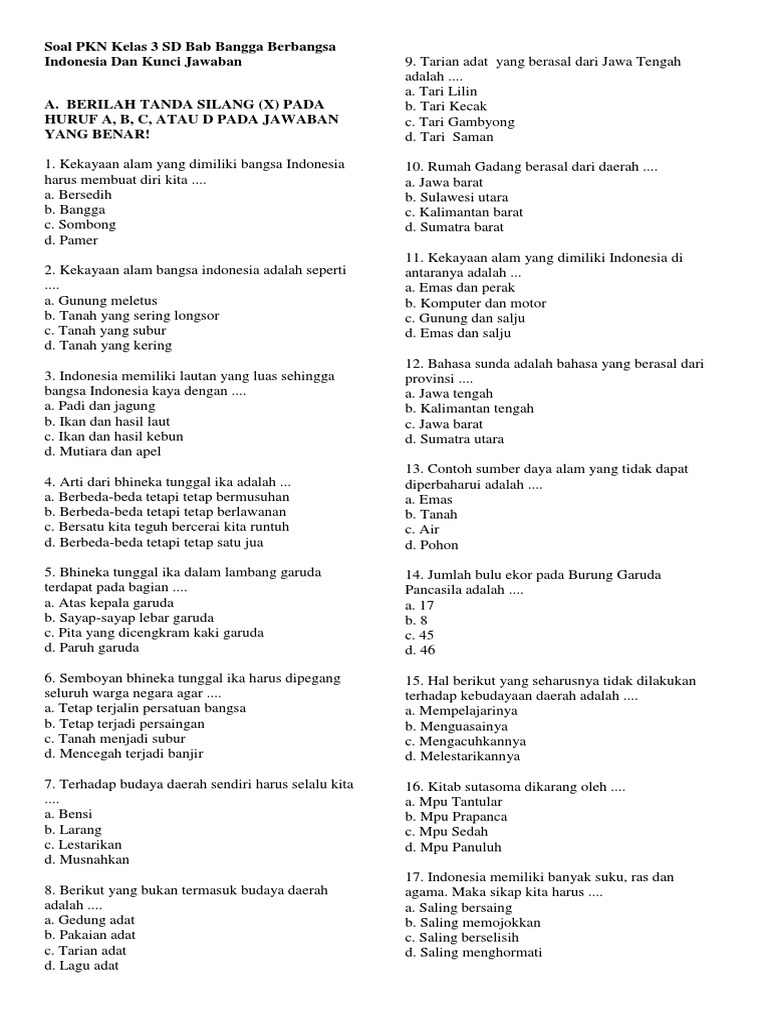 Bangga Berbangsa Indonesia: Mengajarkan Cinta Tanah Air Sejak Dini (Soal dan Jawaban Kelas 3 SD)