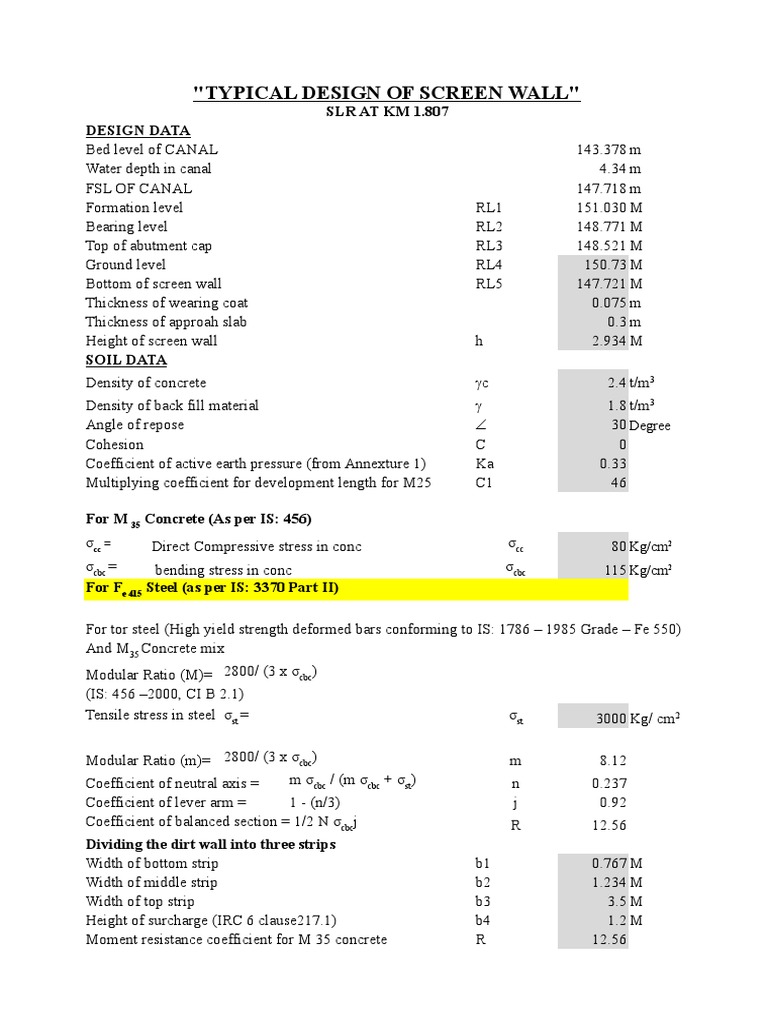 Screen Wall Design Specifications | PDF | Bending | Stress (Mechanics)