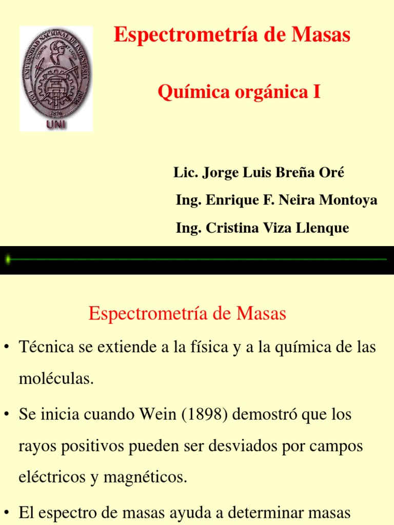 Espectroscopia de Masa | PDF | Espectrómetro | Espectrometría de masas
