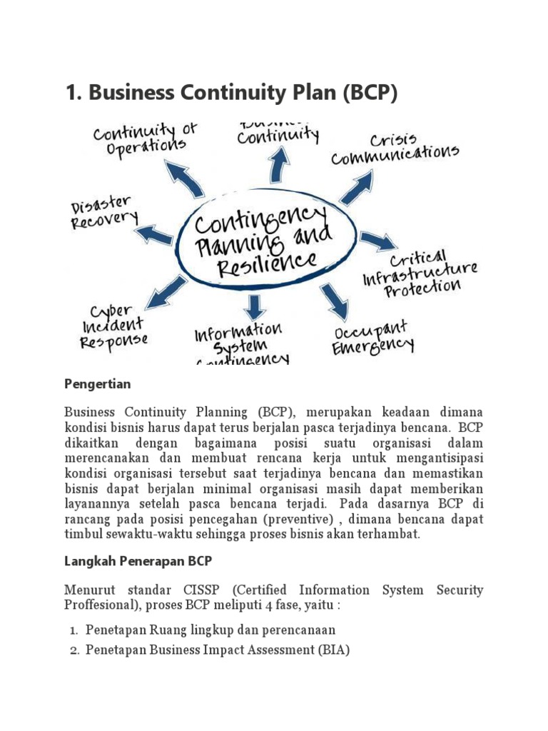 Rencana Kontinuitas Bisnis (BCP) | PDF | Pengelolaan Keuangan & Uang