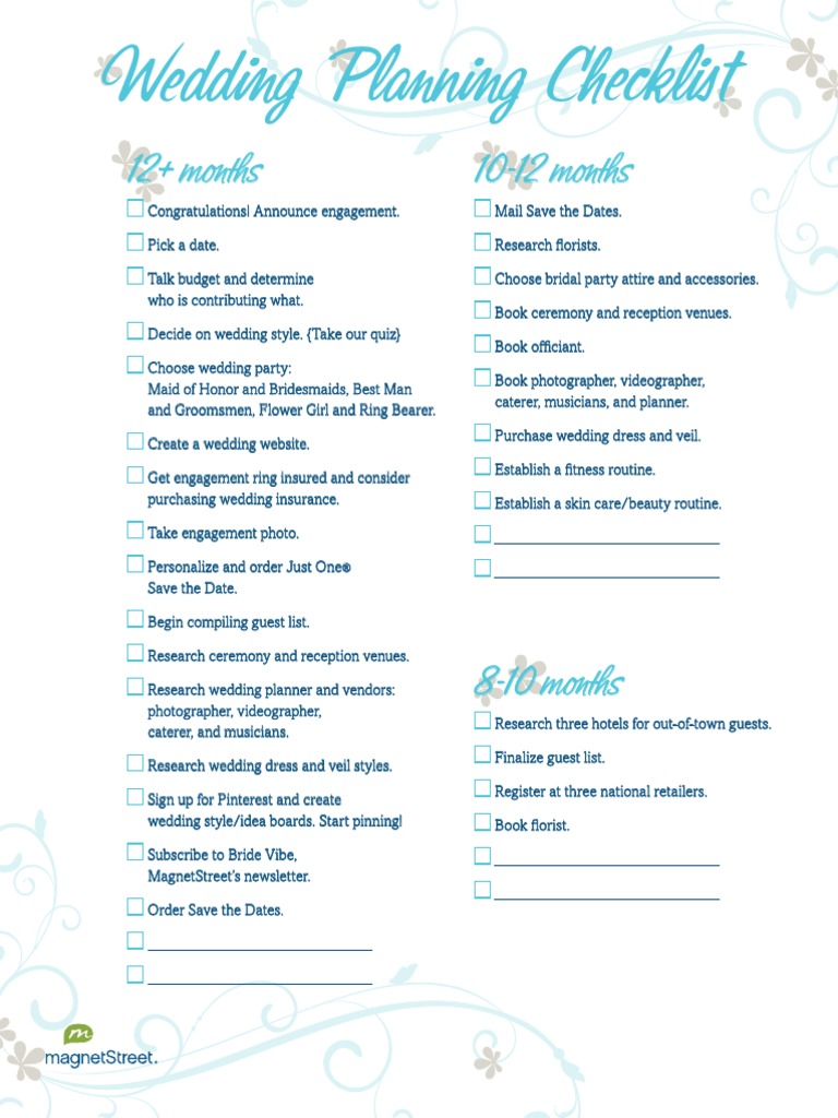 Wedding Planning Checklist PDF | PDF | Wedding | Bridesmaid