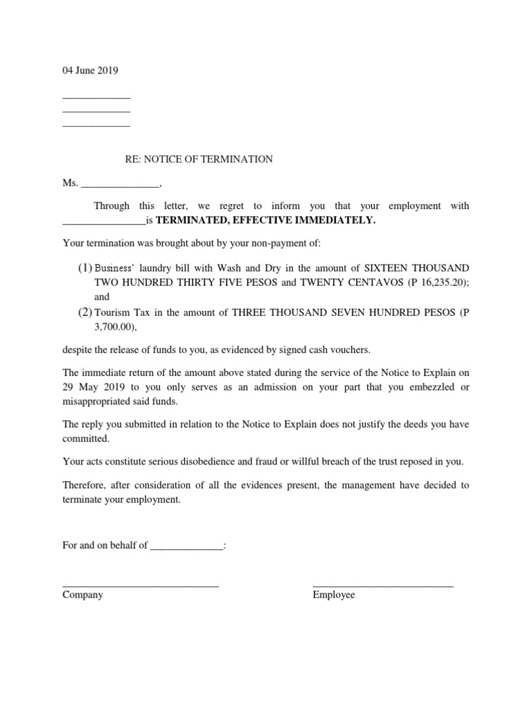 Immediate Termination Notice for Fraud | PDF | Government | Common Law