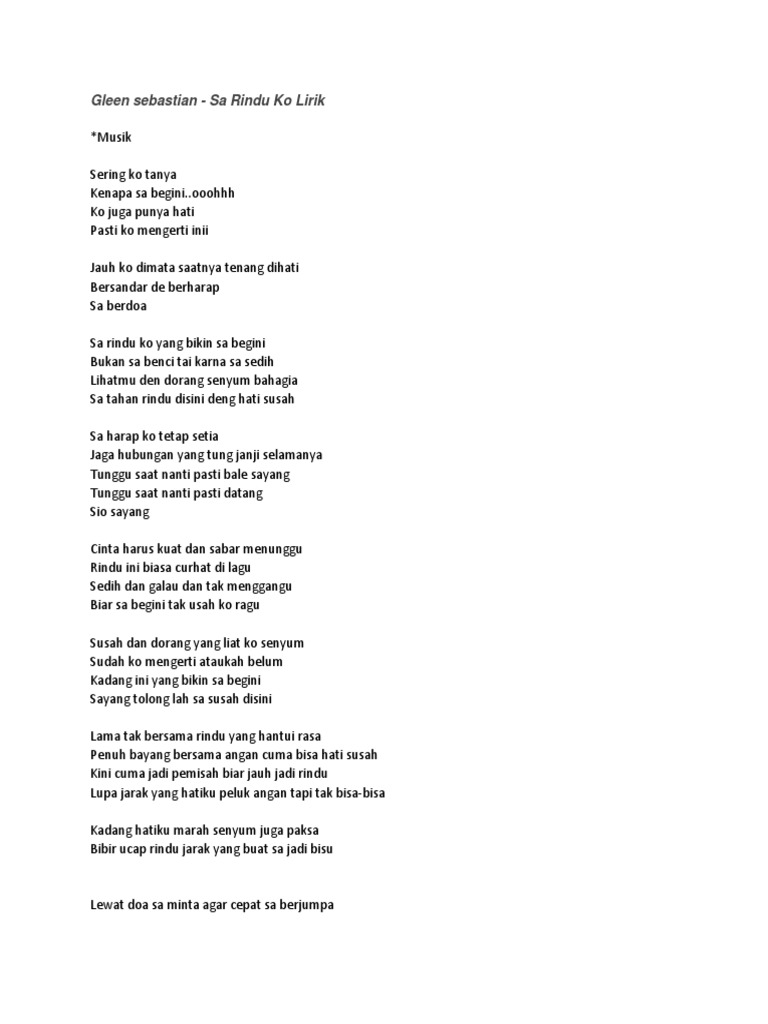 Sa Rindu Ko Lirik Malayhanab