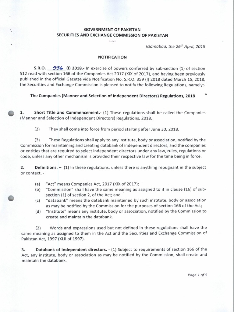 The Companies (Manner & Selection of Independent Directors) Regulations ...