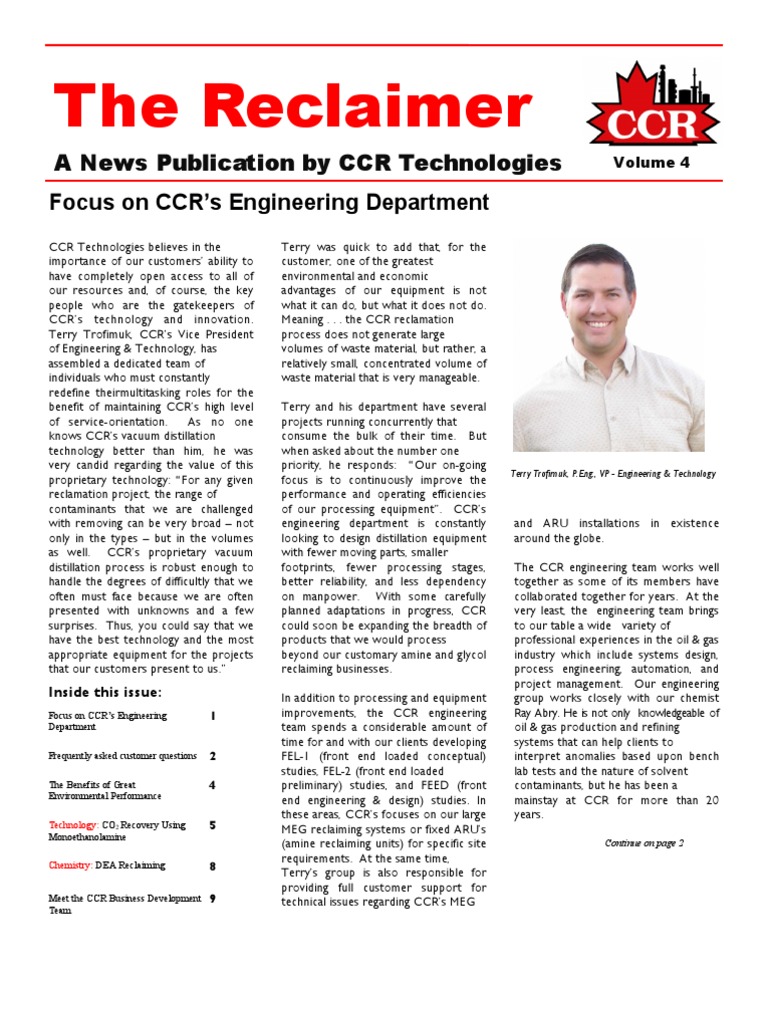 CCR Engineering Innovations and Insights | PDF | Natural Gas | Carbon ...