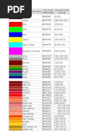 Color RGB Hex Codes