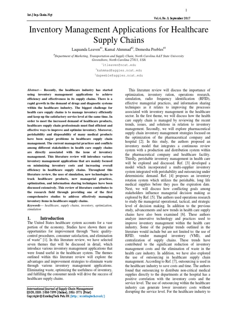 Inventory Management Applications For Healthcare Supply Chains | PDF ...