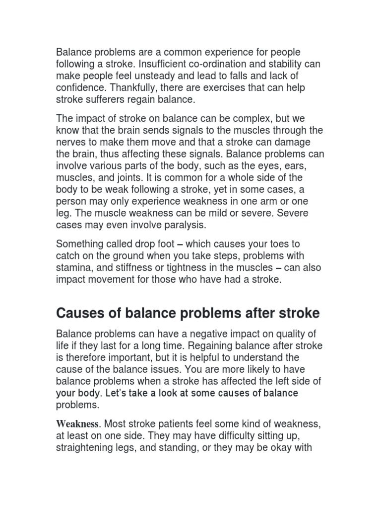 stroke causing balance problems
