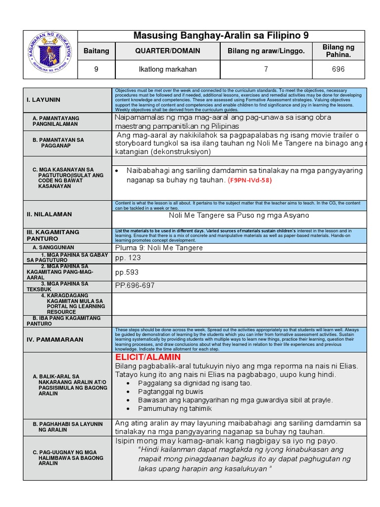 presentation in lesson plan tagalog