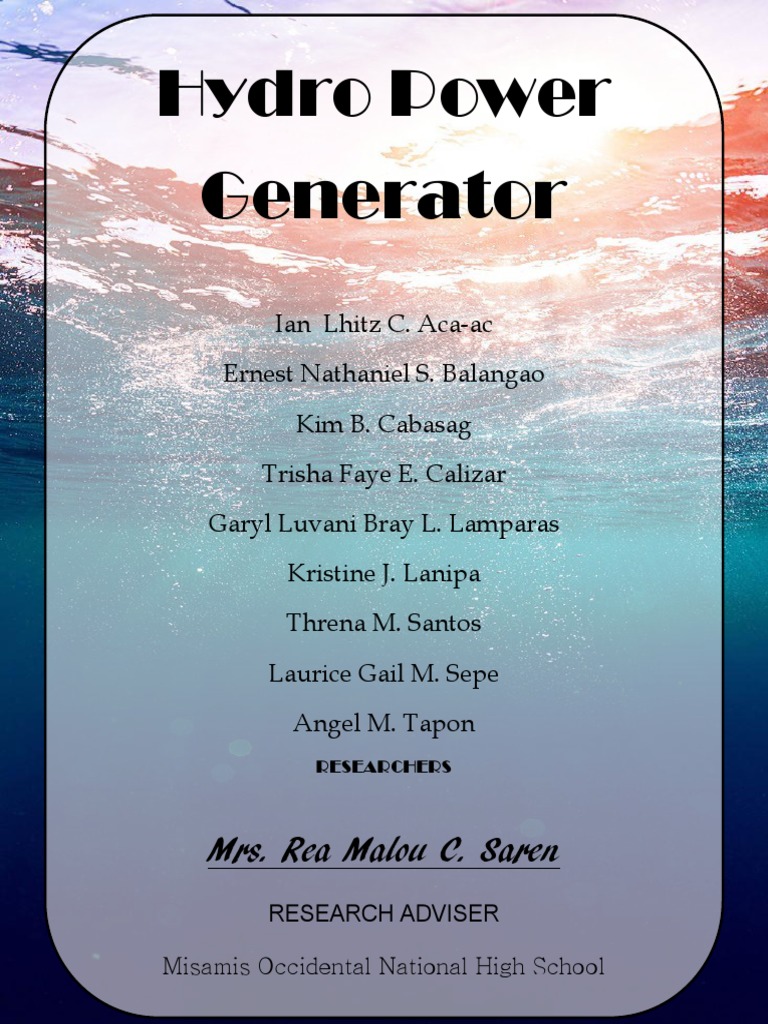 Hydropower Generator Pdf Hydroelectricity Electric Power