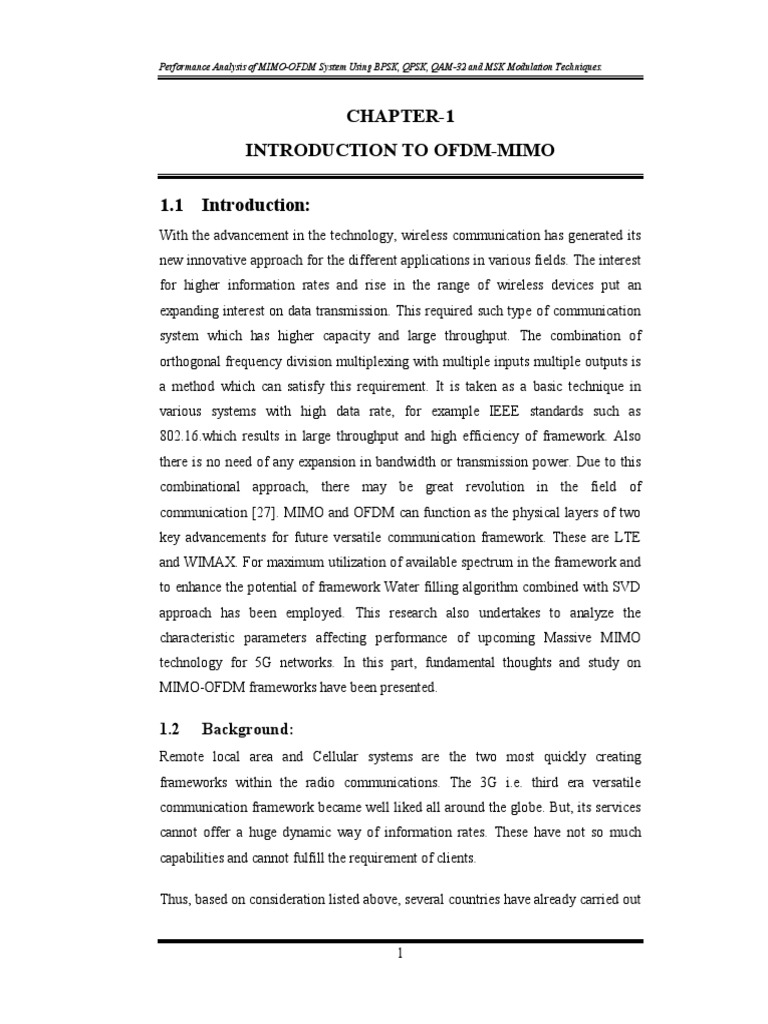 Performance Analysis of MIMO-OfDM System Using BPSK, QPSK, QAM-32 and ...