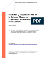 Ana Ramos. (1998). Disputas y Negociaciones en la Colonia Mapuche Cushamen. La Dimension Metacultural