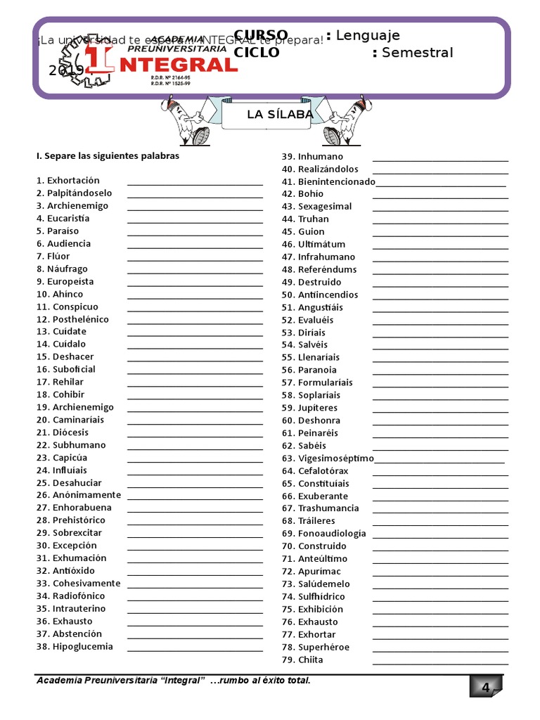 Silabeo y separación de palabras | PDF | Comunicación oral | Lingüística