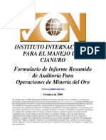 Formulario de Informe Resumido de Auditoria para Operaciones de Mineria Del Oro