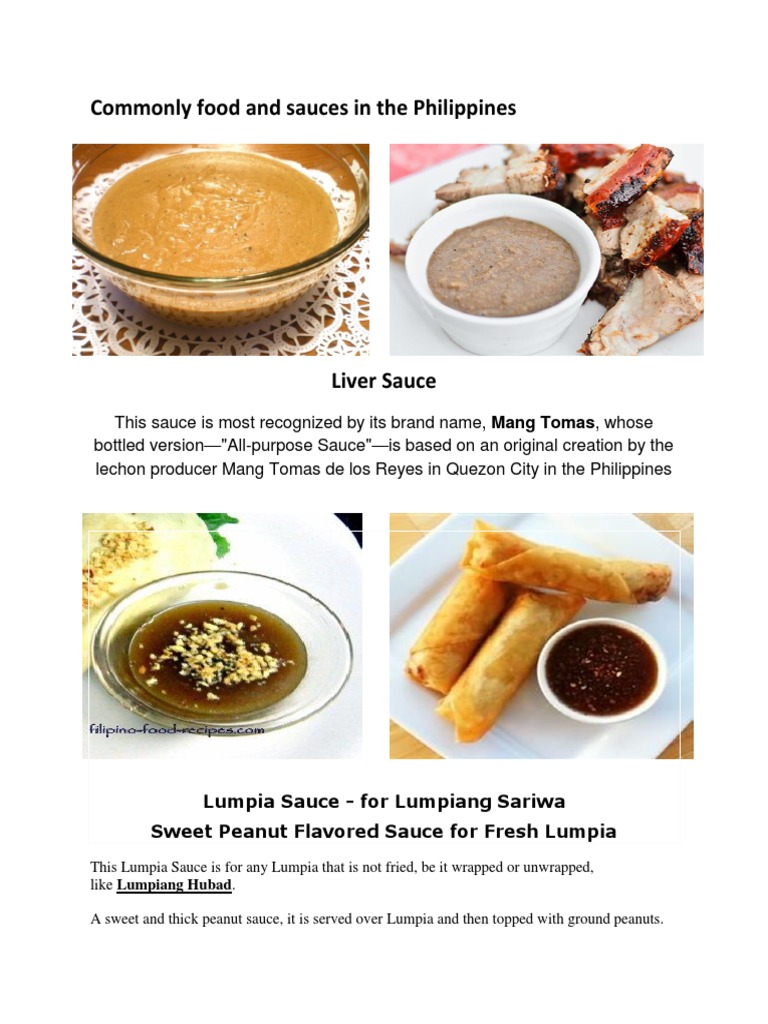 Commonly Food and Sauces in The Philippines PDF Tomato Sauce