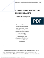 Beaugrande R., Literature and Literary Theory - The Challenge Ahead