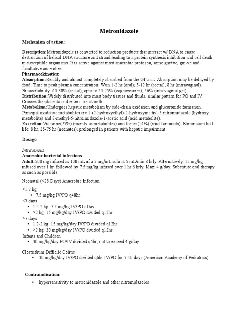 Metronidazole Mechanism of Action, Dosage, Drug