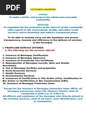 Brgy. Citizen's Charter - Arwas