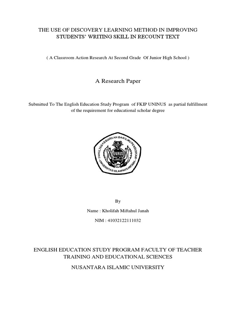 Discovery Learning in Writing Skills | PDF | Language Arts & Discipline