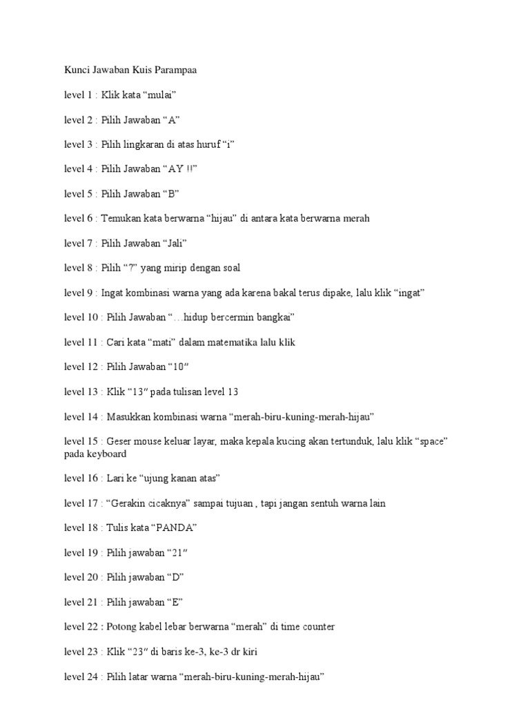 Kunci Jawaban Kuis Parampaa 1