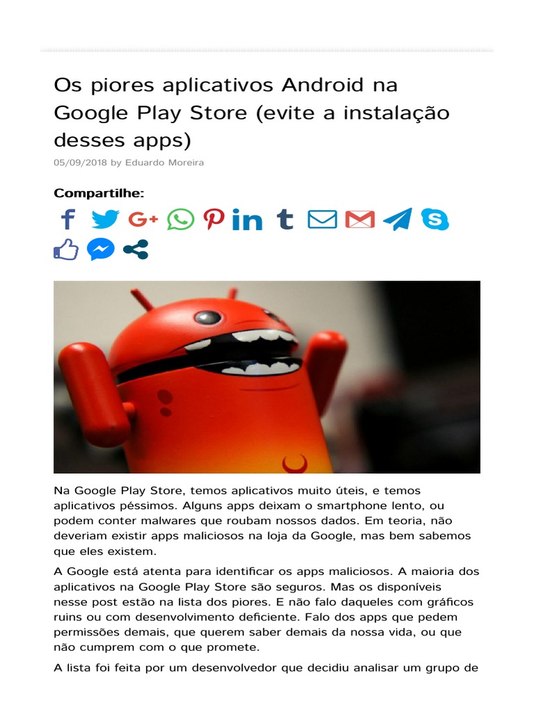Piores Aplicativos Android a Evitar | PDF | Aplicativo para celular ...