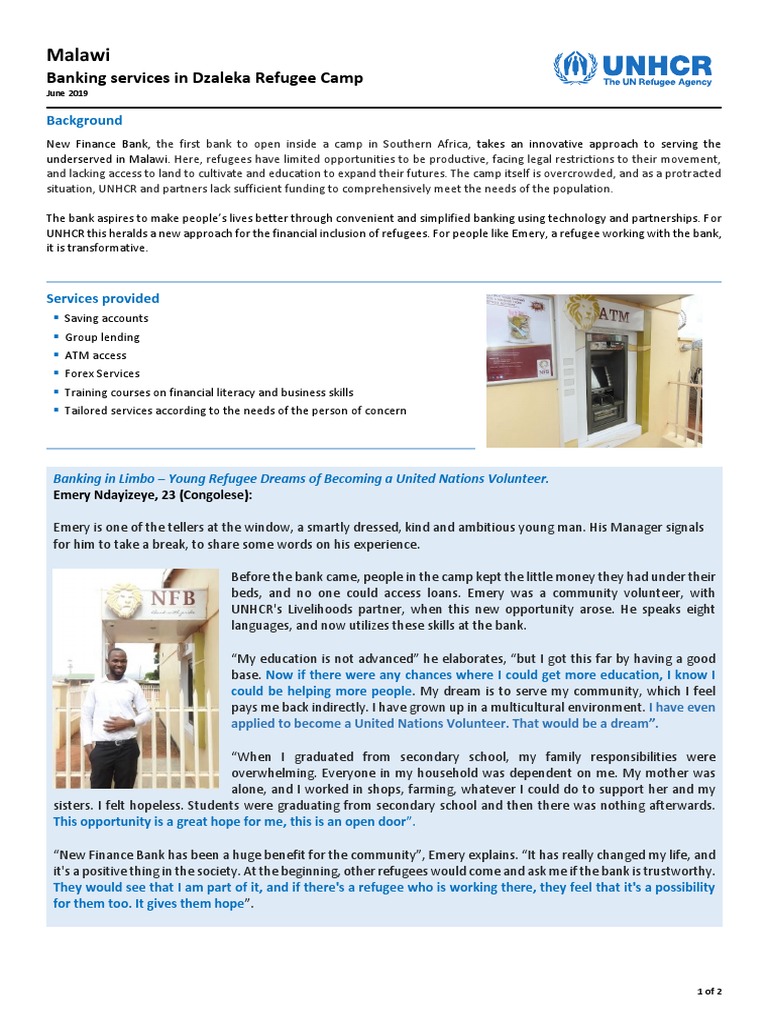 Banking Impact in Dzaleka Refugee Camp | PDF | Refugee | United Nations ...