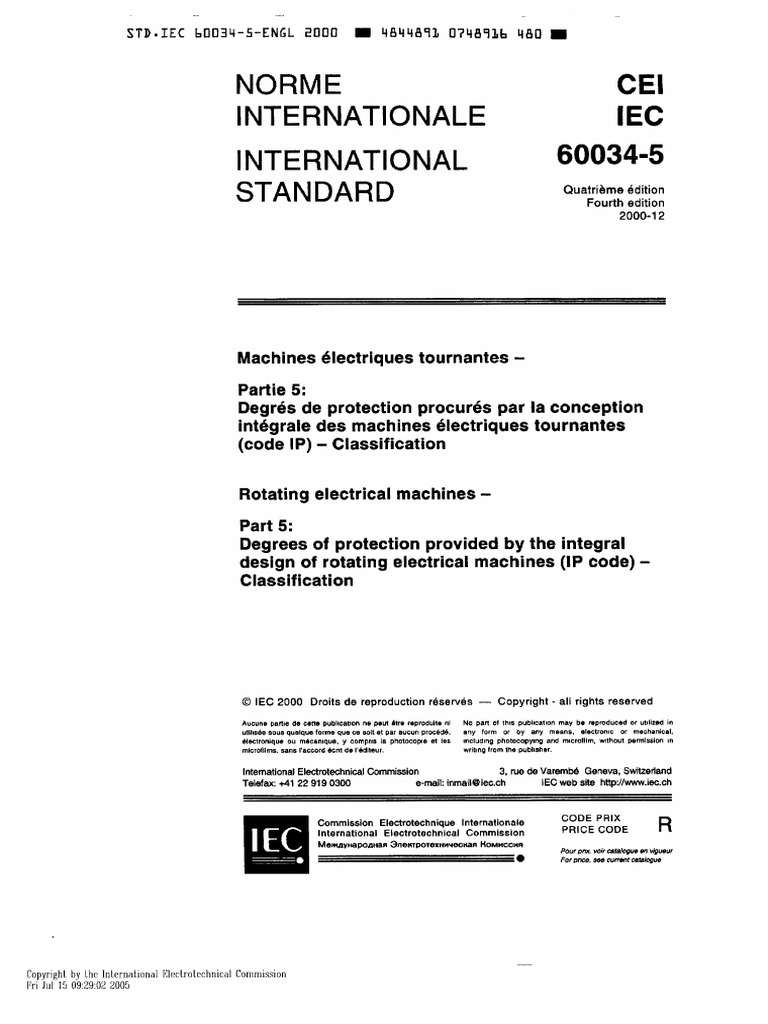 IEC 60034-5 - (2000) - Rotating Electrical Machines-Degrees of ...