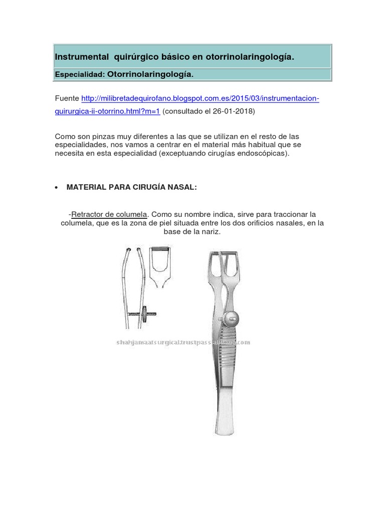 Instrumental Quirúgico Básico Otorrinolaringología | PDF | Otorrinolaringología | Especialidades