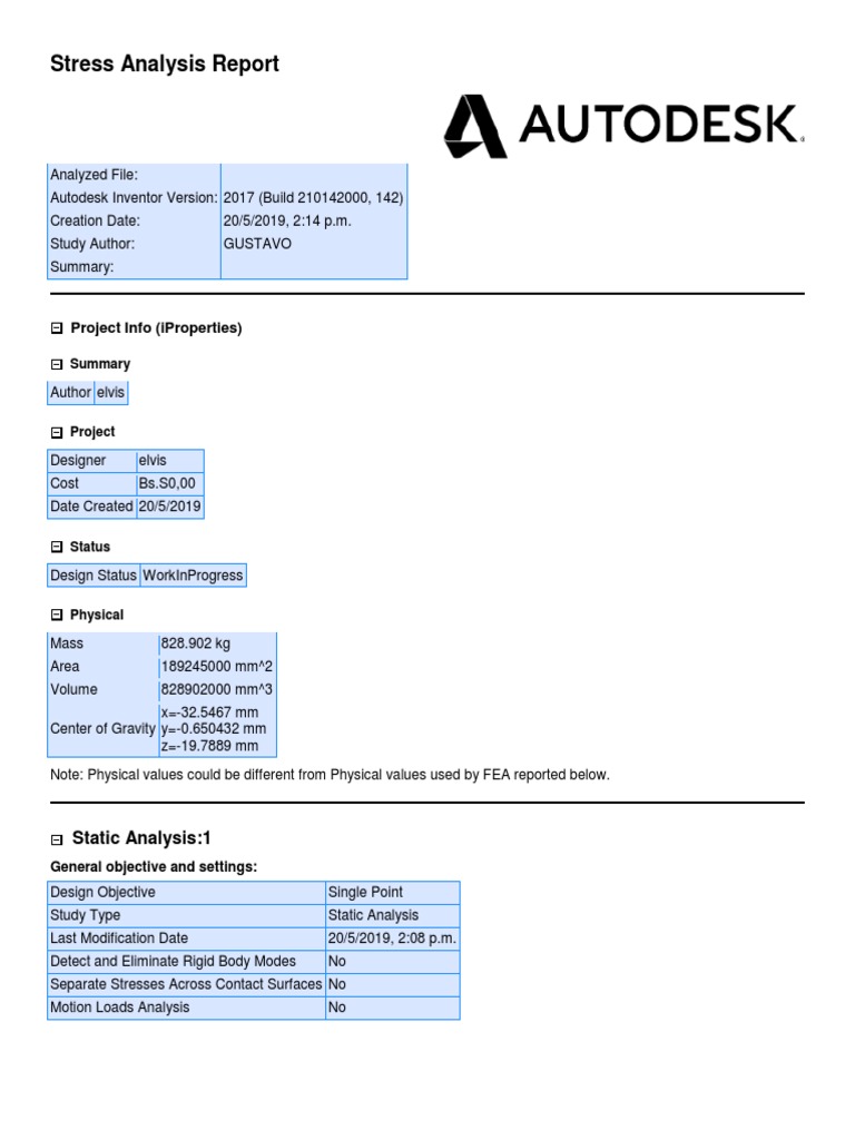 Stress Analysis Report: Project Info (Iproperties) | PDF | Stress ...