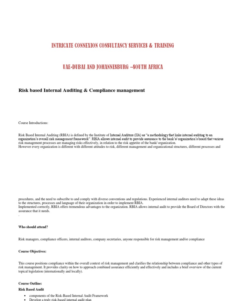 Risk Based Internal Auditing and Compliance | PDF | Internal Audit ...