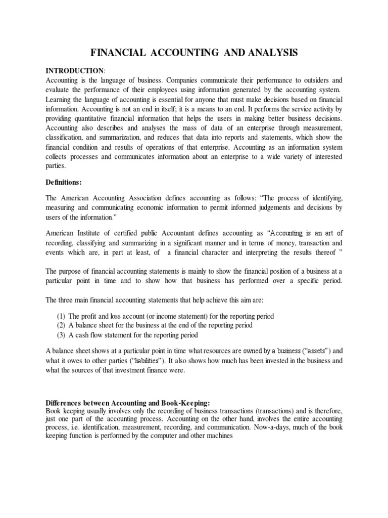 Financial Accounting and Analysis | PDF | Debits And Credits | Balance ...