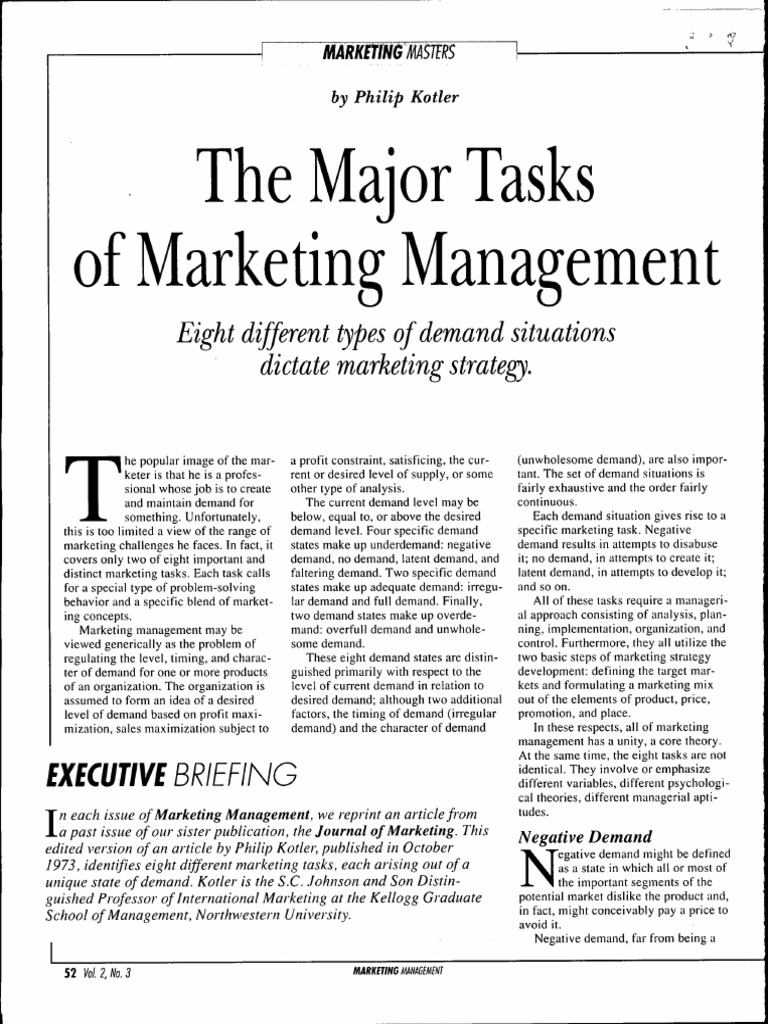 What Are The Major Tasks Of Marketing Management