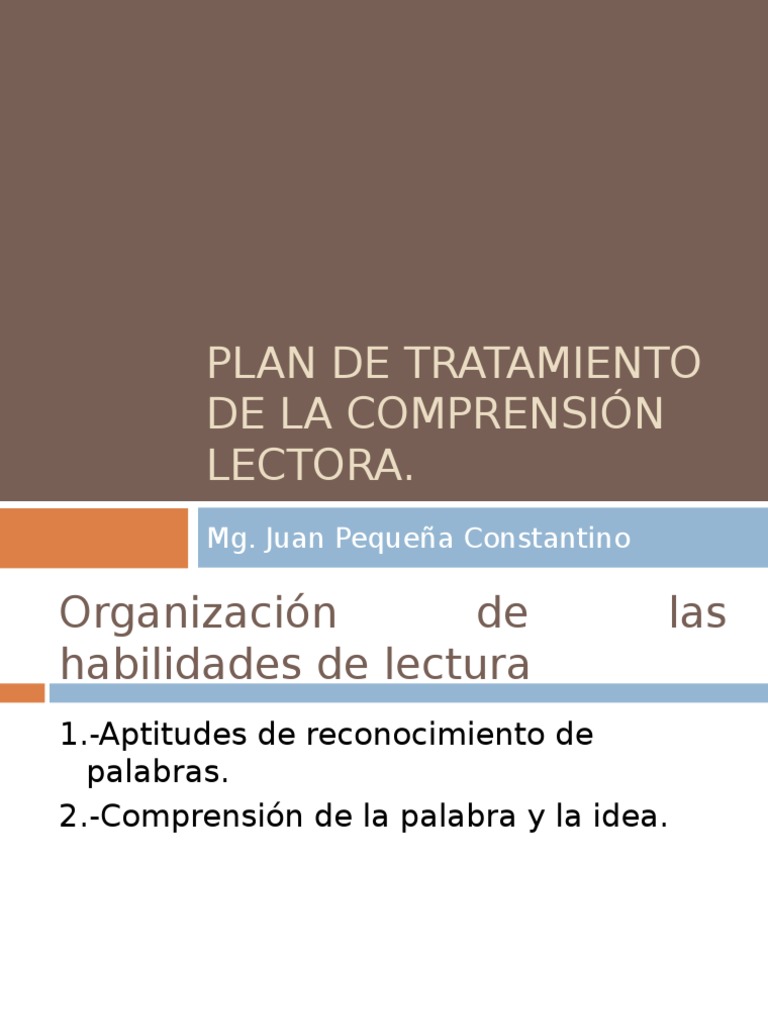 CLASE 12 - Plan de Tratamiento de La Comprensión Lectora | PDF ...